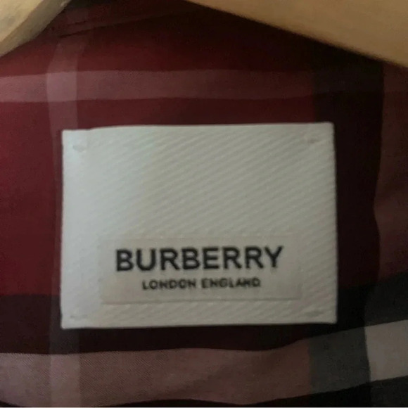 BURBERRY Red Poplin Check Short Sleeve Shirt Sz XS - Picture 8 of 10